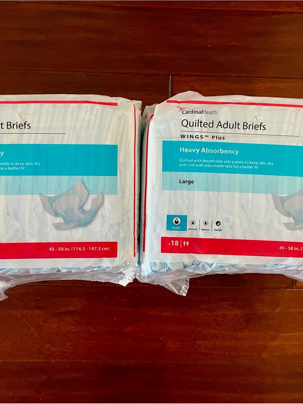 Quilted Adult Briefs - Large, White (Heavy Absorbency) Pack of 2 Total 36 briefs